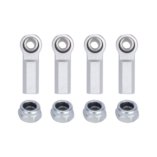 1/10 RC Car Ball Joint,4pcs M4 Chassis Link Steering Rod Ends - Straight/Bend Rod Ends for 1/10 RC Crawler (SCX10, TRX4, Capra, VS4-10, Wraith) (Straight 7mm Silver) - color: Straight 7mm Silver