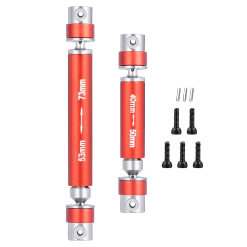 Steel RC Center Drive Shaft 40+53mm Driveshaft for 1/24th AXIAL SCX24 AXI00001 C10 AXI00002 JLU AXI00006 Bronco RC Crawler Car Upgrade Parts (Red) - color: Red