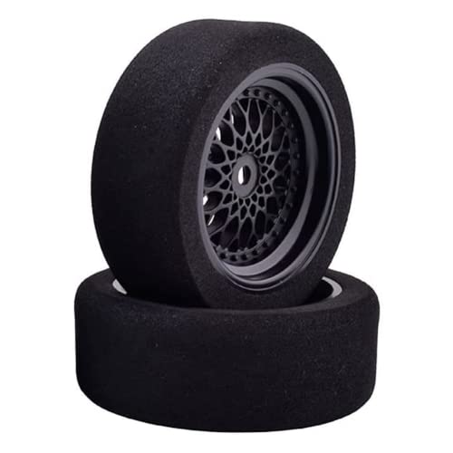 4Pcs 1/10 On-Road Foam Tires& 2080-3mm Wheel Rims 12mm Hex for HSP HPI RC Racing Car Toy, Black - style: 1/10 Foam