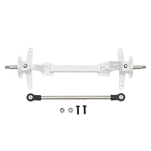 Aluminum Alloy Front Axle and Steering Link Rod Set, Heavy Duty Metal RC Front Steering Axle Kit with Linkage for 1/14 RC Unpowered Tractor Truck (Silver) - color: Silver