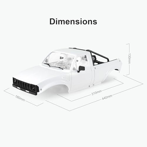 INJORA IR60 Hard Body with Interior & Bed Cage for 1/10 RC Crawler (White) - color: Unpainted White