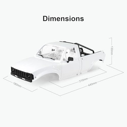 INJORA IR60 Hard Body with Interior & Bed Cage for 1/10 RC Crawler (White) - color: Unpainted White