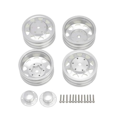RC Replacement Parts for Tamiya 1/14 6PCS Wheel Tire Complete Set Metal Front and Rear Hub RC Trailer Tractor Truck Car Upgrade Parts