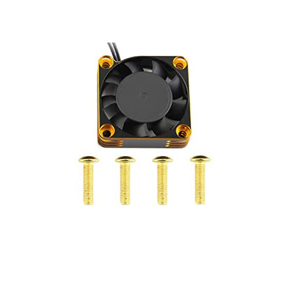 Lifehead 28000RPM Motor and ESC Cooling Fan Cooler RC Aluminum Cooling Fan for RC car 1/8 1/10 1/12 Scale 540 550 and Other Brushed/brushless Motors (red + Gold) 40 * 40mm - color: Gold (40*40*10mm)