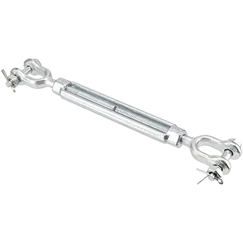 4 Pack M12 Galvanized Steel Turnbuckle, 1/2 Inch Heavy Duty Jaw and Jaw Turnbuckle, Weather Resistant Forged Turnbuckle for Tension Cable, Rope, Chain, 2200 lbs Working Load