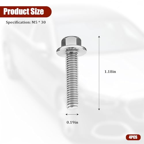 4PCS M5 x 30mm Car Ignition Coil Mounting Bolts, Stainless Steel | Pitch/head check, washer seat, blind-hole depth, hand-start setup, service-manual torque, automotive repair accessories - size: M5*30