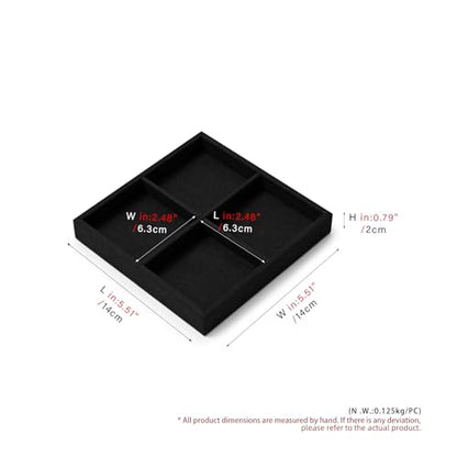 Oirlv Black Microfiber Jewelry Jewelry Tray 4-Compartment | Soft Black Microfiber Material, 5.51"X5.51"X0.79", Clean Minimalist Display, Perfect for Rings and Small Accessories - style: P13714