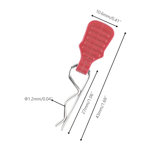 50 Pieces 1.2mm Universal RC Body Clips with Pull Tabs Car Clips RTR Clip Pins H165 Assembly Spare Parts for 1:8 1:10 1:12 Scale Redcat HPI Himoto HSP Exceed RC Car Parts Truck Buggy（Red - color: 1.2mm