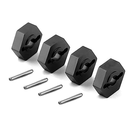 kingsea RC Front & Rear Aluminum Wheel Hubs Hex Driver Adapter 12 mm Upgrade 7154 Compatible with Traxxas 4x4 Slash E-Revo Summit 1/16 Truck Car - color: Black