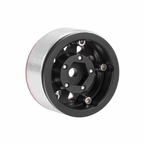 4PCS 1.55 Inch Aluminum Alloy Metal Beadlock Wheel Rim Hubs Replacement Accessory for AX90069 D90 TF2 CC01 Tamiya 1/10 RC Crawler Car Upgrade Parts(10Holes-Red+Black) - color: 10holes-red+black