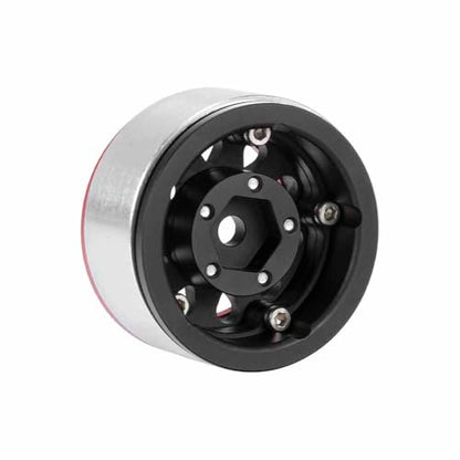 4PCS 1.55 Inch Aluminum Alloy Metal Beadlock Wheel Rim Hubs Replacement Accessory for AX90069 D90 TF2 CC01 Tamiya 1/10 RC Crawler Car Upgrade Parts(10Holes-Red+Black) - color: 10holes-red+black