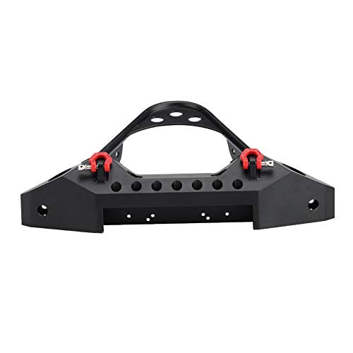 RC Front Bumper, Metal Rc Crawler Bumper with 2 LED Lights for SCX10 90046 / -4, 1/10 Scale Axial RC Crawler Car Retrofit and Upgrade Accessories