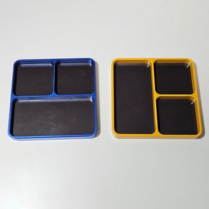 Aluminum Alloy Magnetic Tool Tray with 4 Compartments for Screws Bolts and Small Parts CNC Technology Metal Organizer Compatible with RC Cars Trucks Boats and Airplanes 10 x 10 cm (Blue)