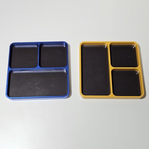 Aluminum Alloy Magnetic Tool Tray with 4 Compartments for Screws Bolts and Small Parts CNC Technology Metal Organizer Compatible with RC Cars Trucks Boats and Airplanes 10 x 10 cm (Blue)