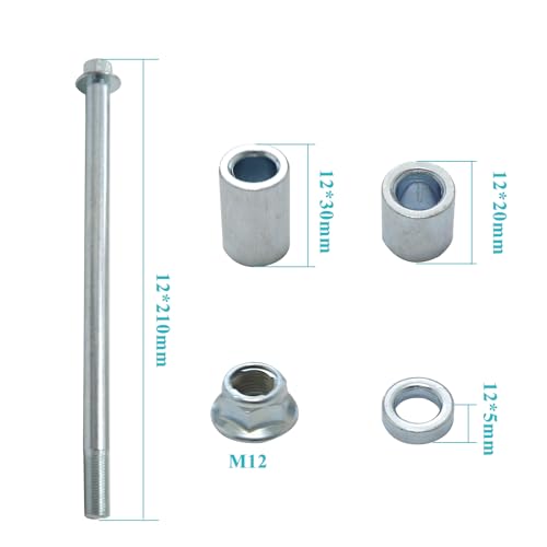 12mm 210mm Front Rear Axle for Pit Dirt Bike Quad ATV Mini Bike Parts 50cc 110cc with Bushing 5mm 20mm 30mm