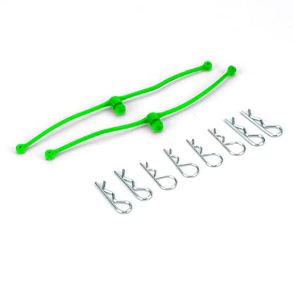 Du-Bro Body Klip Retainer, with Rubber Attachments, for RC Cars and Trucks, 2-Pack, Lime Green - color: Lime Green