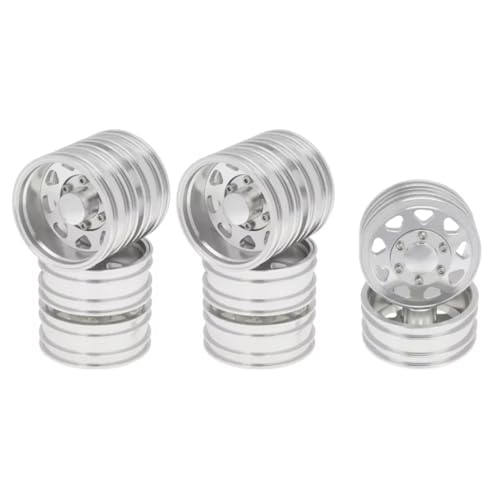 RC Replacement Parts for Tamiya 1/14 6PCS Wheel Tire Complete Set Metal Front and Rear Hub RC Trailer Tractor Truck Car Upgrade Parts