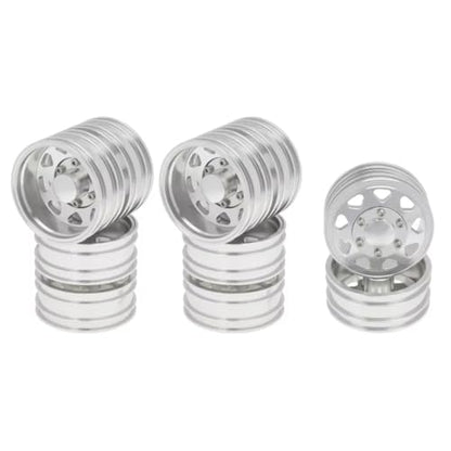 RC Replacement Parts for Tamiya 1/14 6PCS Wheel Tire Complete Set Metal Front and Rear Hub RC Trailer Tractor Truck Car Upgrade Parts