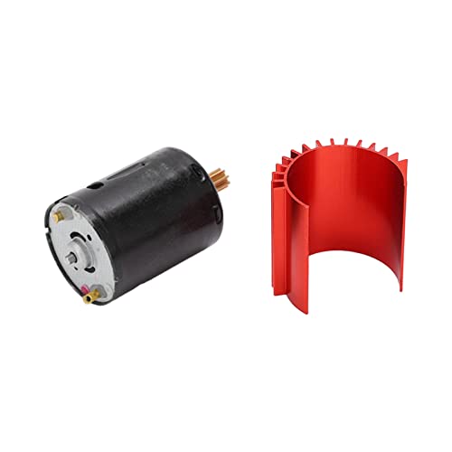 2 Speed 370 Brushed Motor, RC Brush Motor Metal Gear, Heat Dissipation High Speed High Efficiency RC Brush Motor Metal Gear with Heat Sink for WPL RC Car (Red)