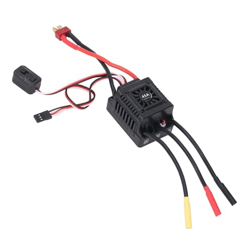 Brushless RC ESC Water Proof Electronic Speed Controller, T Plug 2 to 3S Lipo Battery, High Performance ESC for 1/10 1/12 1/14 1/16 RC Car Brushless Motor, Dust Proof and All Weath (45A) - style: 45A