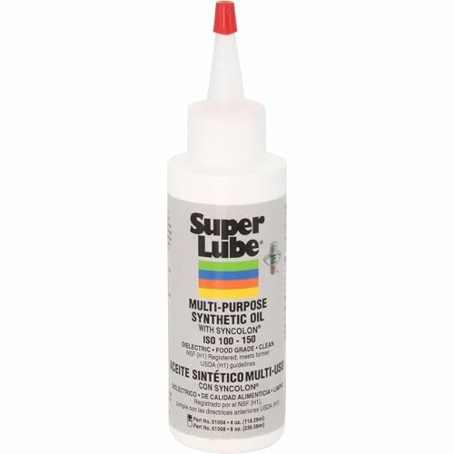 Super Lube Multi-Purpose Synthetic Oil w/Syncolon - Waterproof - NSF Rated - Industrial Grade - 3D Printer, Tool & Maintenance Use - Translucent White - Bottle - 4 oz (51004) - size: 4 fl oz