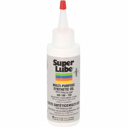 Super Lube Multi-Purpose Synthetic Oil w/Syncolon - Waterproof - NSF Rated - Industrial Grade - 3D Printer, Tool & Maintenance Use - Translucent White - Bottle - 4 oz (51004) - size: 4 fl oz