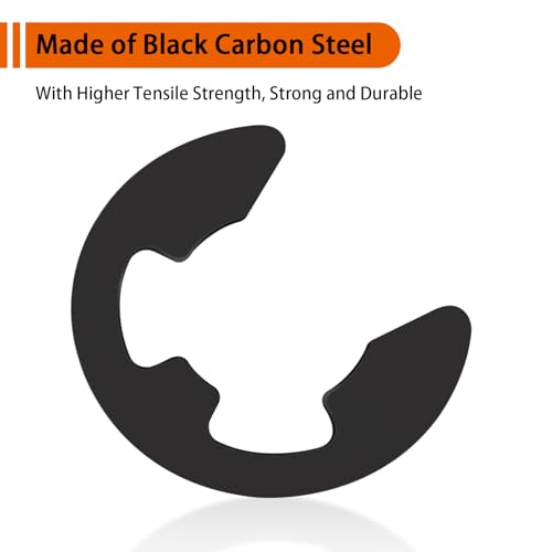 580Pcs Black Alloy Steel E-Clip Assortment Kit, Retaining Rings M1.5-M10 | 10 Metric Sizes: M1.5, M2, M2.5, M3, M3.5, M4, M5, M6, M8, M10, For Bearings Gears Pulleys Axles, Organized Storage Box