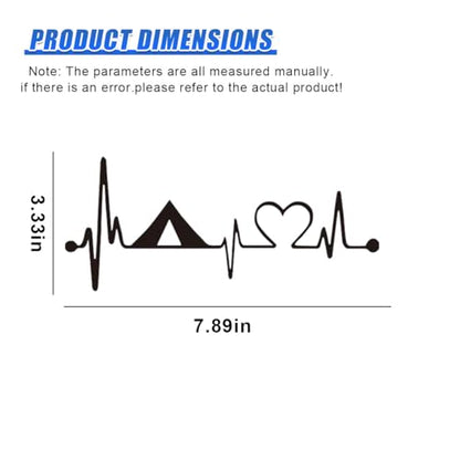Craedli 2PCS Camping Tent Heartbeat Sticker Car Decal, 7.8"×3.3" Waterproof Vinyl Pulse Line Heart Sticker, Outdoor Adventure Car Bumper Window Decals for Camper SUV Truck Laptop (Black-Heart) - color: Black-heart