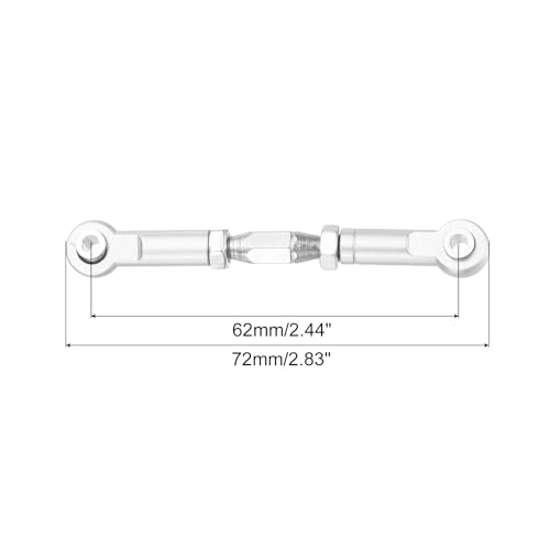 MECCANIXITY 4 Pcs Steering Servo Turnbuckle Rod RC Aluminum Alloy Linkages for HSP 1/10 94123 On-Road RC Car (Silver Tone, 63mm) - color: Silver Tone, size: 63mm