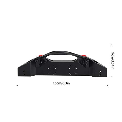 RC Front Bumper, Metal Rc Crawler Bumper with 2 LED Lights for SCX10 90046 / -4, 1/10 Scale Axial RC Crawler Car Retrofit and Upgrade Accessories