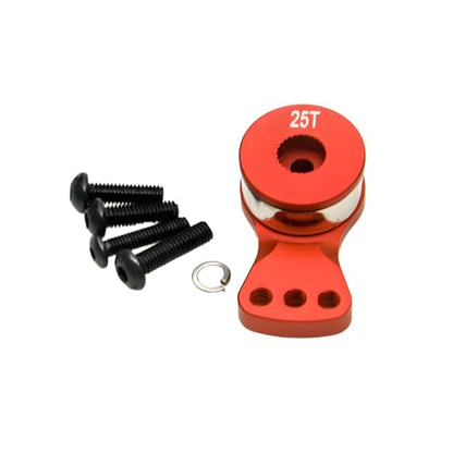 Aluminum Alloy 25T Servo Saver 3 Holes Adjustable Hi-Torque Servo Horn 25T Servo Arm Compatible with Futaba Tamiya Servos 1/10 Tra-xxas RC Car Boat Helicopter Upgrades (Red-M) - color: Red-m