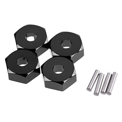 kingsea RC Front & Rear Aluminum Wheel Hubs Hex Driver Adapter 12 mm Upgrade 7154 Compatible with Traxxas 4x4 Slash E-Revo Summit 1/16 Truck Car - color: Black