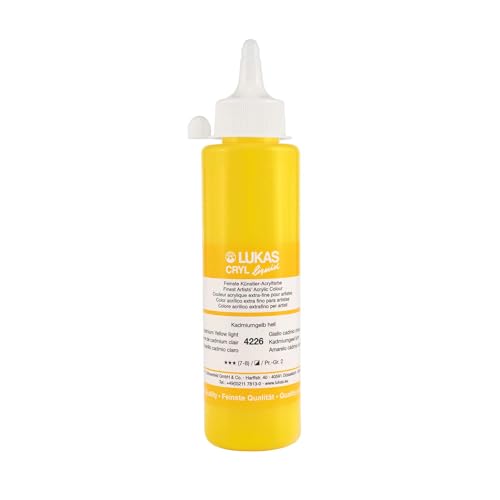 Lukas Cryl Liquid Soft Body Acrylic Paints for Painting - Professional Low Viscosity - 250 ml Bottle Cadmium Yellow Light - color: Cadmium Yellow Light