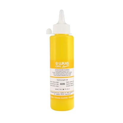 Lukas Cryl Liquid Soft Body Acrylic Paints for Painting - Professional Low Viscosity - 250 ml Bottle Cadmium Yellow Light - color: Cadmium Yellow Light