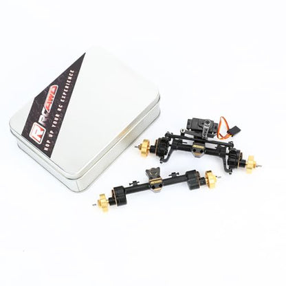 RCAWD 12mm Widen & 30% Upgrades 12T Gear SCX24 Portal Axle Set 160g & Brass Weights Hex, Shell & 8g RC Servo & Servo Mount for Bronco C10 Deadbolt Wrangler JLU CRC JT Gladiator Dodge Power Wagon