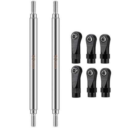 2Pcs Stainless Steel Link Rod Linkage Plastic Link Rod End，95mm | 55mm-155mm，Upgrade Parts，For Axial 1/10 SCX10 TRX4，RC Crawler Car - style: 95mm