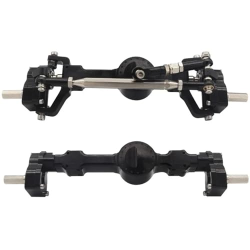 CNC Metal Front and Rear Portal Axle Assembly with Steel Gears for MN99S D90 D91 MN98 MN45 FJ45 1/12 RC Crawler Car Upgrades Parts (Black 1 Set) - color: Black 1 Set
