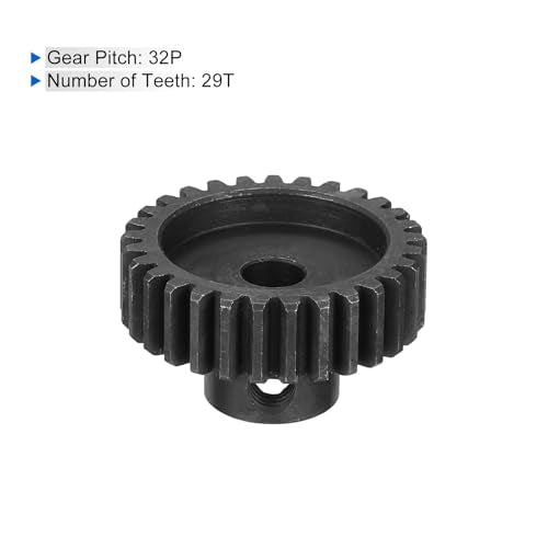 MECCANIXITY 2 Pcs RC 32P Hardened Pinion Gear 5mm Shaft, 29T Motor Gears Carbon Steel for 1/10 RC Model Car Boat Drone - style: 29T