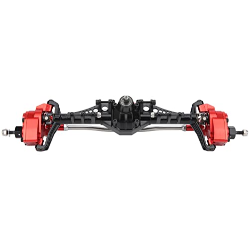 RC Front Axle Metal Remote Control Crawler Front Portal Axle Assembly for Axial Capra 1.9 UTB RC Car Upgrade Parts Aluminum Alloy Hardened Steel 250mm 465g 1Pc (Black Red)