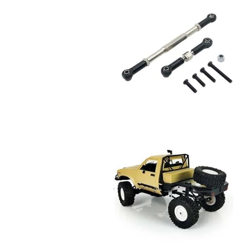 Front Rear Drive Shaft for WPL C14 B1 B14 B16 B24 B26 Steering Tie Rod Set for 1/16 rc Car Crawler Part 2pcs Metal Linkage Servo Link(Black) - color: Black