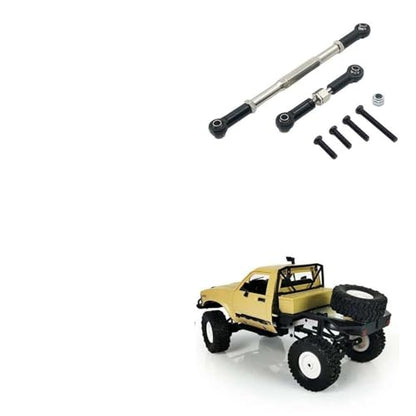 Front Rear Drive Shaft for WPL C14 B1 B14 B16 B24 B26 Steering Tie Rod Set for 1/16 rc Car Crawler Part 2pcs Metal Linkage Servo Link(Black) - color: Black
