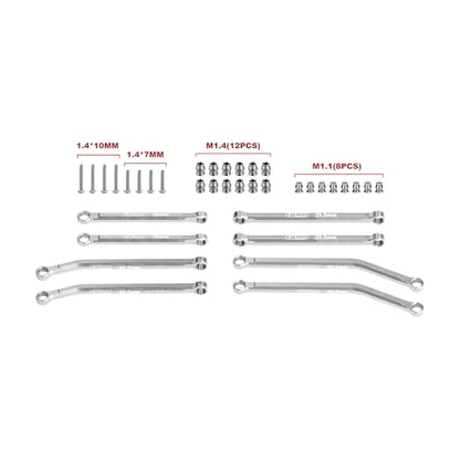 GPM for Axial SCX30 1/30 7075-T6 Aluminum Front & Rear Link Set RC Crawler for SCX30 Ford Bronco Jeep Wrangler JLU Chevrolet K10 (Silver) - color: Silver