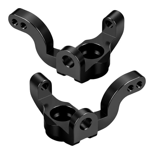 RC Car Front Steering Cup CNC Machined Aluminum Front Steering Knuckle Spindle Set Compatible with 1/10 Tamiya XV01 RC Car Upgrade Parts (Black) - color: Black