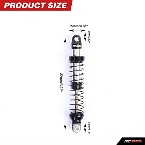 RCAWD for UTB18 Capra Shock Absorber Upgrades, Front & Rear RC Shocks Parts #AXI213004#AXI213000, for Axial 1/18#AXI01002 Black - color: Black