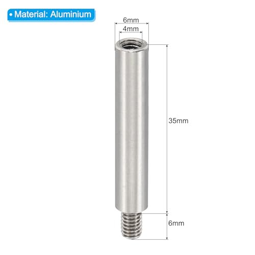 PATIKIL 6pcs M4 Standoffs, M4 35+6mm Spacer Standoffs Steel Threaded Standoffs Screws Kit 4mm ID 6mm OD Metric Male Female Thread Adapters for Circuit Board PCB RC Drones Motherboard, Silver - size: 35+6mm L