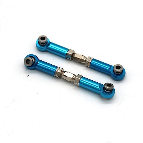 2PC 16431 Metal Steering Rod, Steering Linkages Adjustable Length with Screws for Hyper Go H14BM H16BM MJX 16207 16208 16209 16210 14210 14209 1/14 1/16 RC Car (Blue) - color: Steering Rod