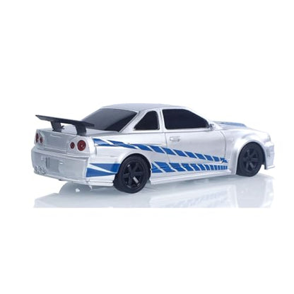 1:43 RC Drift Car 4WD High Speed Racing Vehicles 4304A 2.4GHz RTR Mini Car Model Radio Battery Lights Gyroscope Hobby Grade Model Birthday for Ages 14+ - color: Silver and Blue