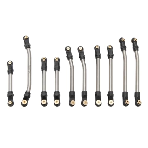 MEUS Racing SCX24 Links High Clearance Chassis Links & Steering Links Set for Axial SCX24 C10 Bronco Wrangler 1/24 RC Crawler, Titanium - color: Titanium