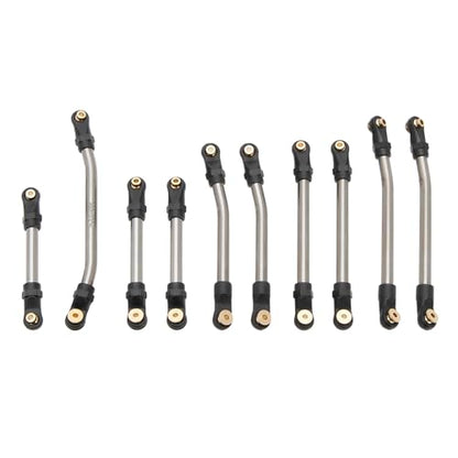 MEUS Racing SCX24 Links High Clearance Chassis Links & Steering Links Set for Axial SCX24 C10 Bronco Wrangler 1/24 RC Crawler, Titanium - color: Titanium