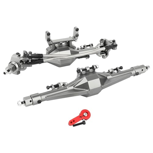 CNC Metal Front and Rear Straight Complete Axle for 1/10 Axial SCX10 II 90046 90047 RC Crawler Car New Upgrade Parts (Titanium) - color: Titanium